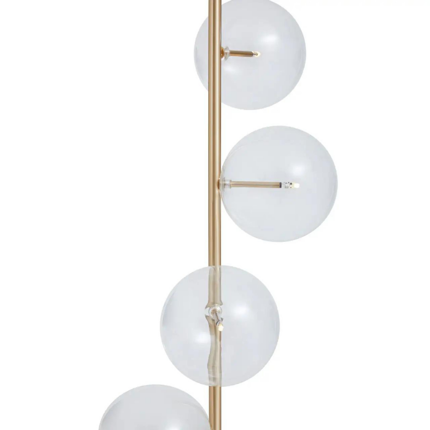 Marble Floor lamp with Brass Stem and clear Glass Shades