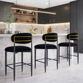 Azure Black Chenille With Gold Barstool