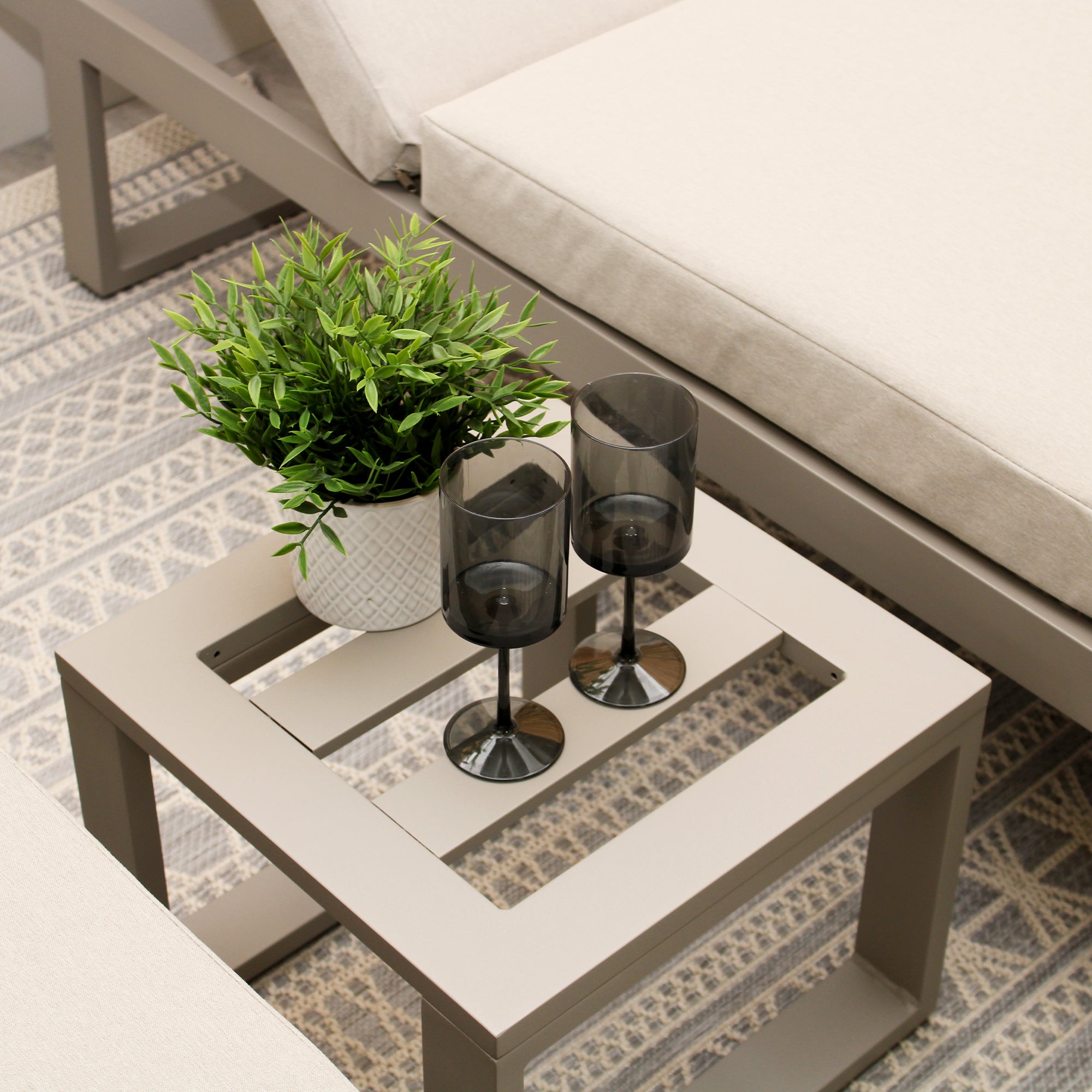 Porto Neutral Light Grey Aluminium Frame Sofa Dining Modular Garden Set