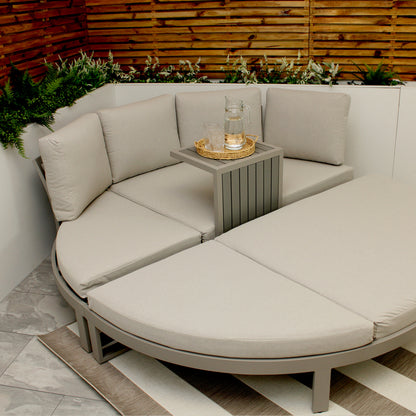 Modular Light Grey Round Garden Sofa Set