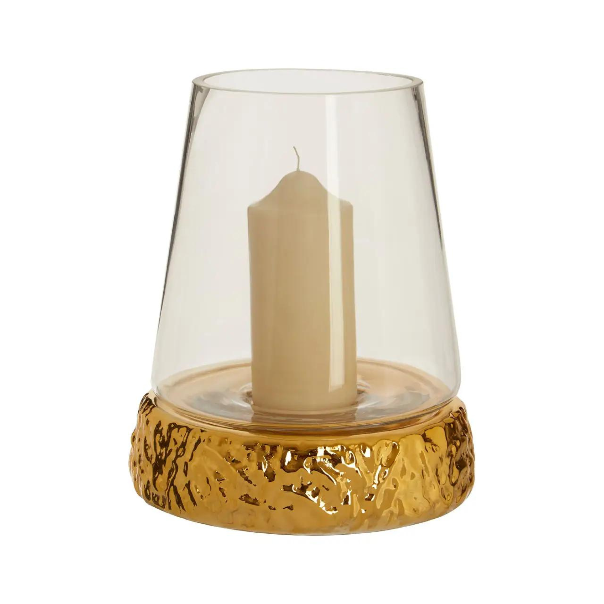 Large Gold Hurricane Candle Holder