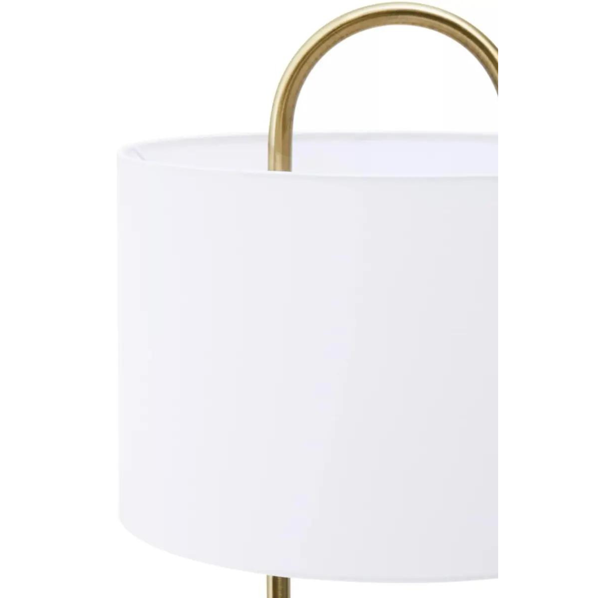 Gold Metal Loop Floor Lamp with White Circle Shade