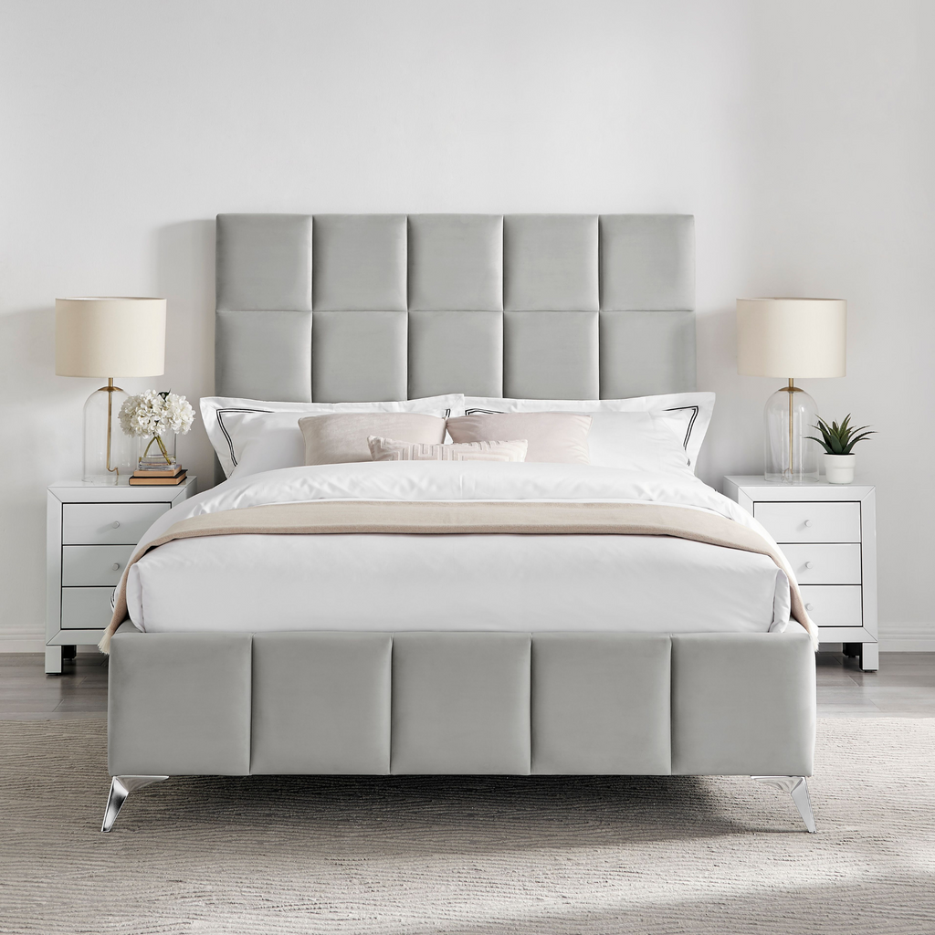 Imogen Light Grey Padded Ottoman Storage Bed