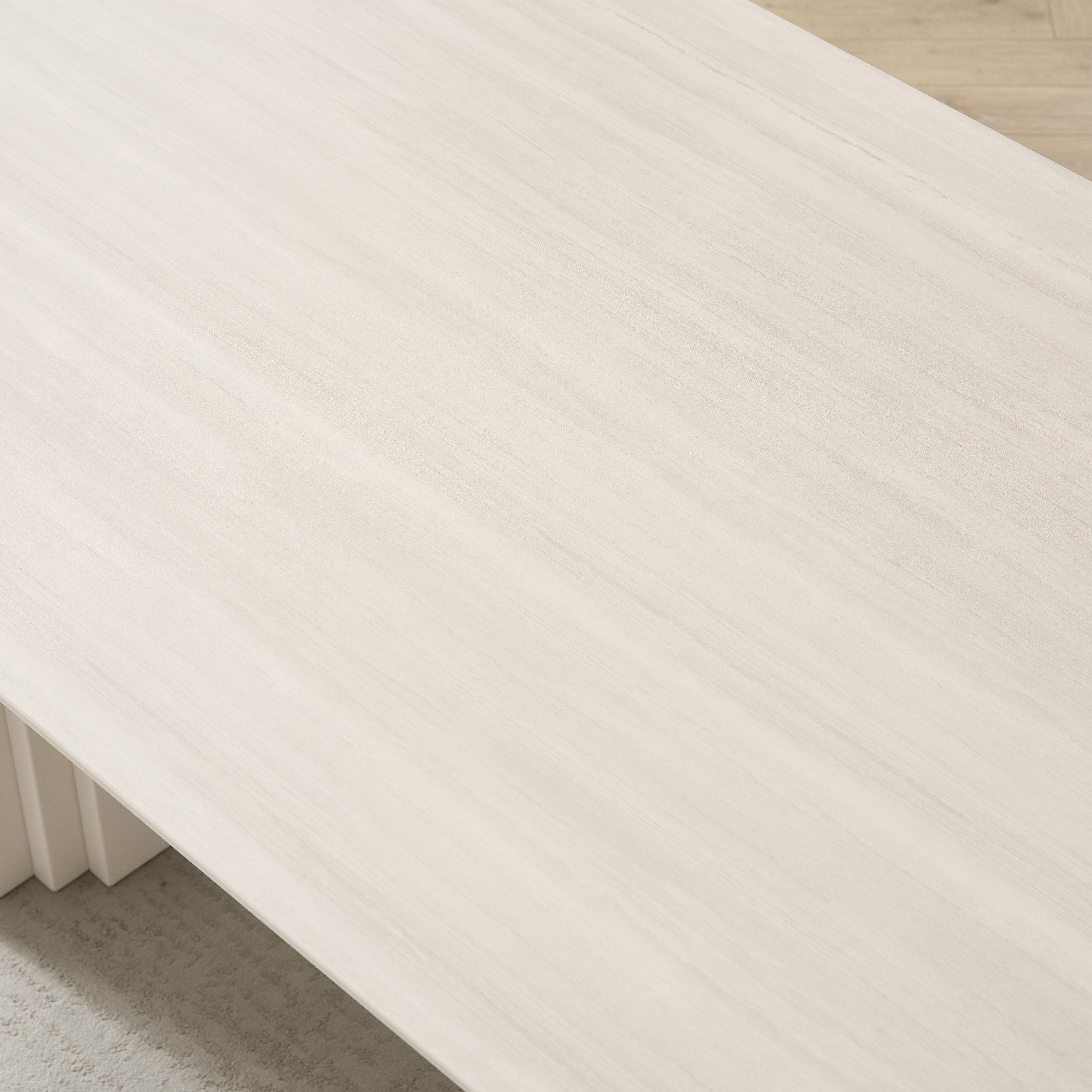 Sofia White Ceramic Dining Set With 6 Celine Cream Chairs