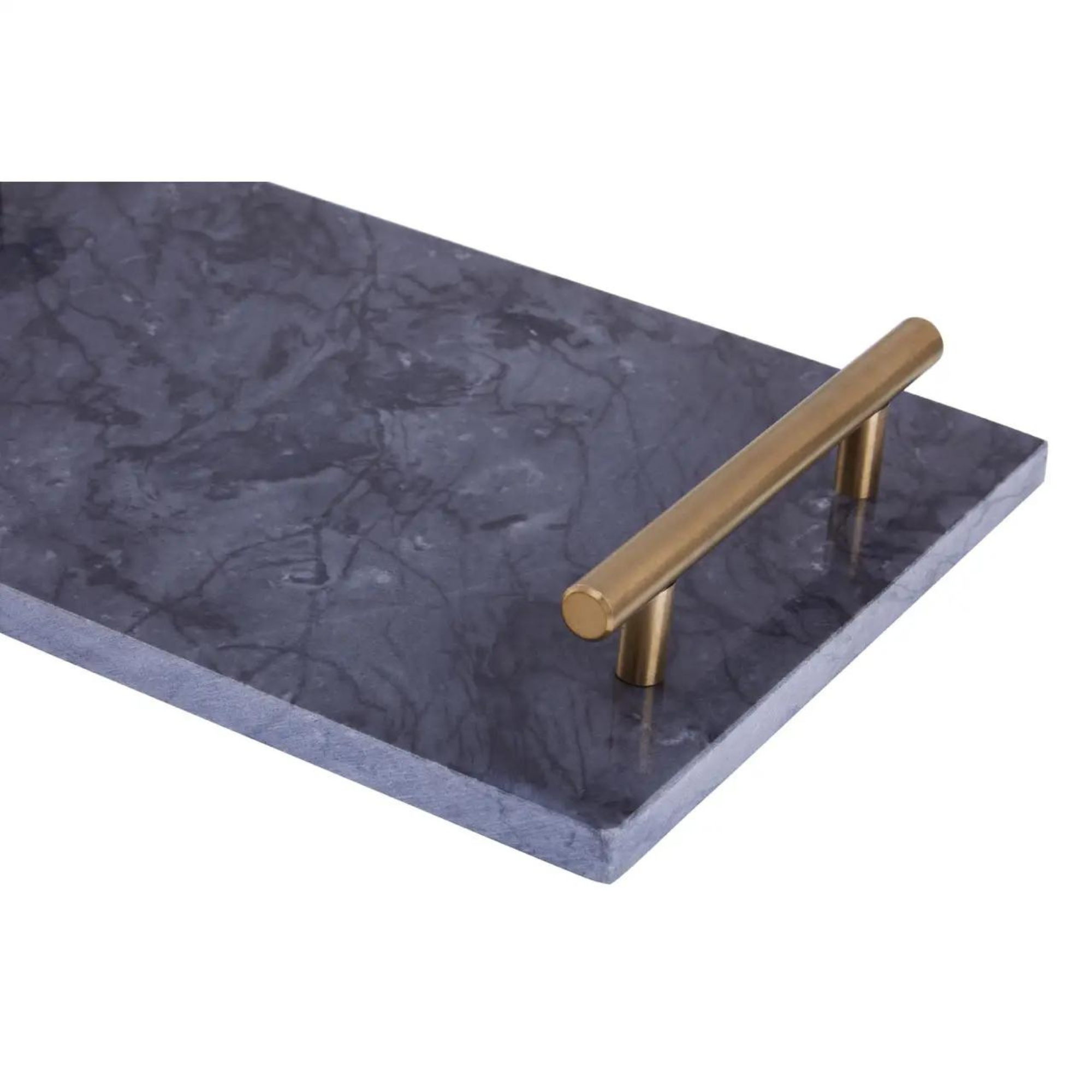 Grey Marble Tray with Gold Handles