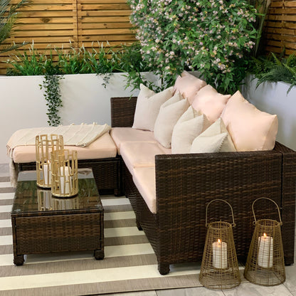 Brown Rattan 4 Seater Modular Sofa With Chaise
