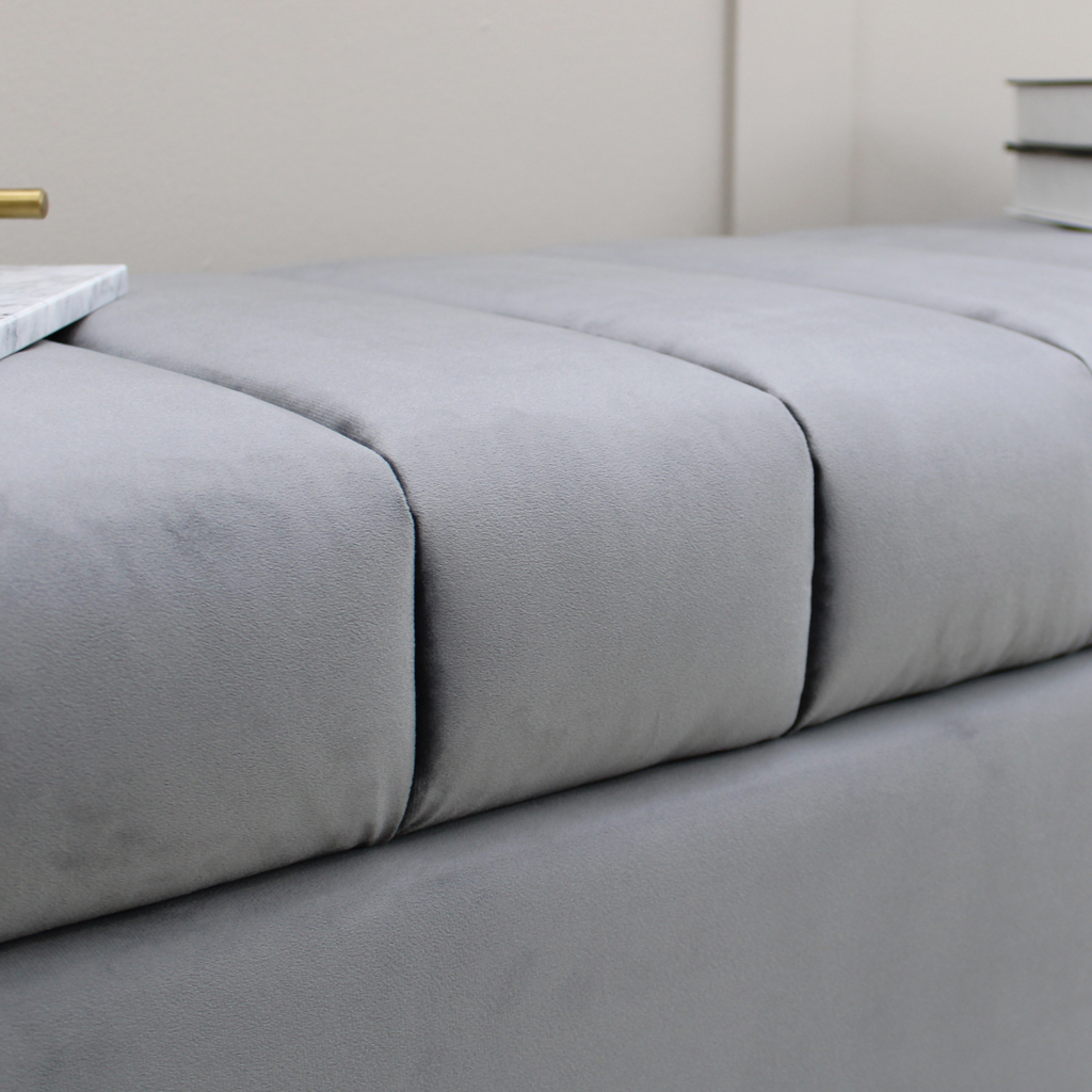 Leo Grey Velvet Ottoman Storage Bench