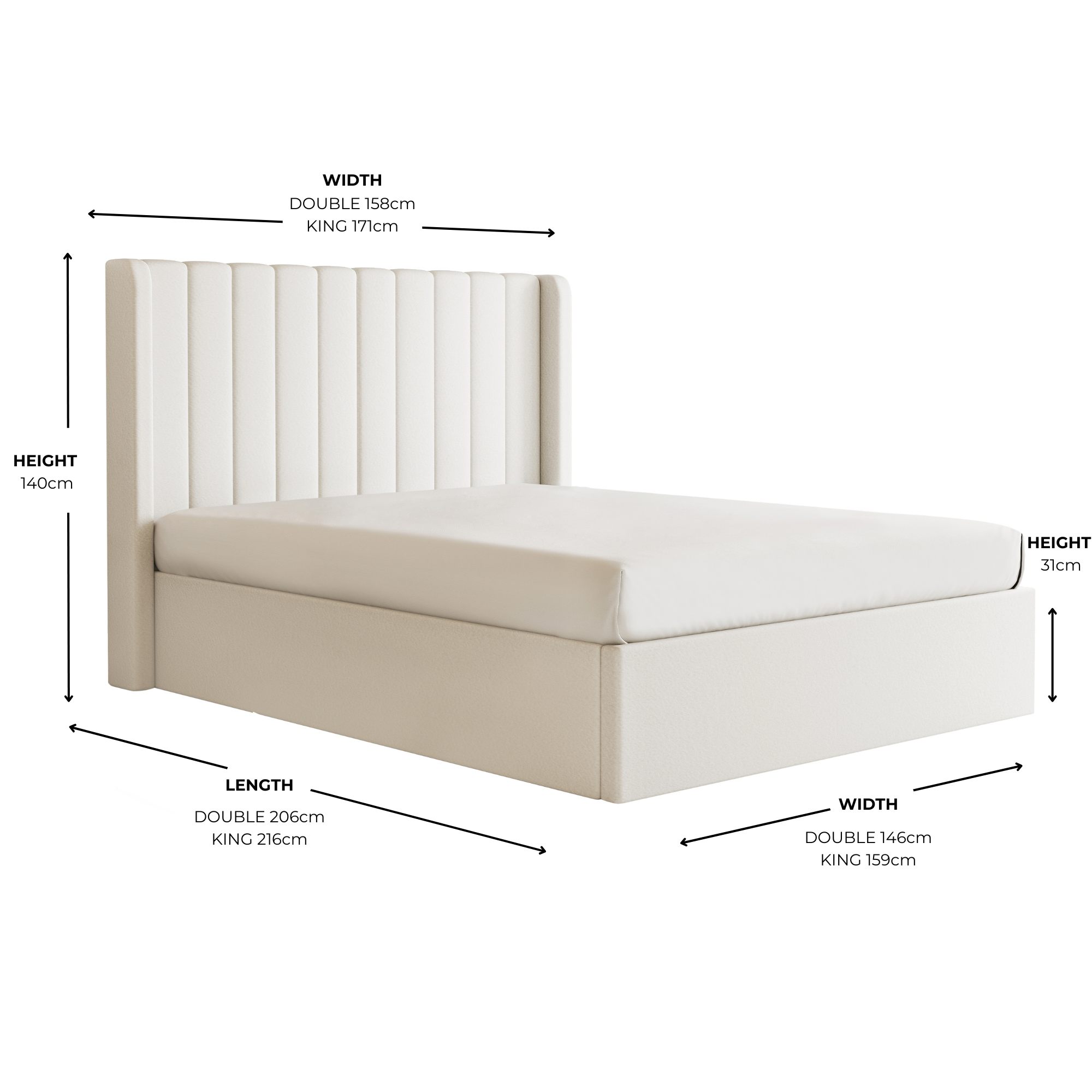 Maddison Cream Velvet Ottoman Storage Bed