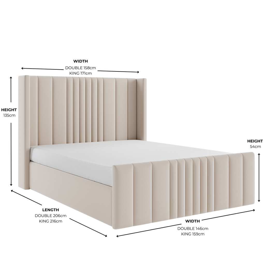 Mika Cream Velvet Ottoman Storage Bed