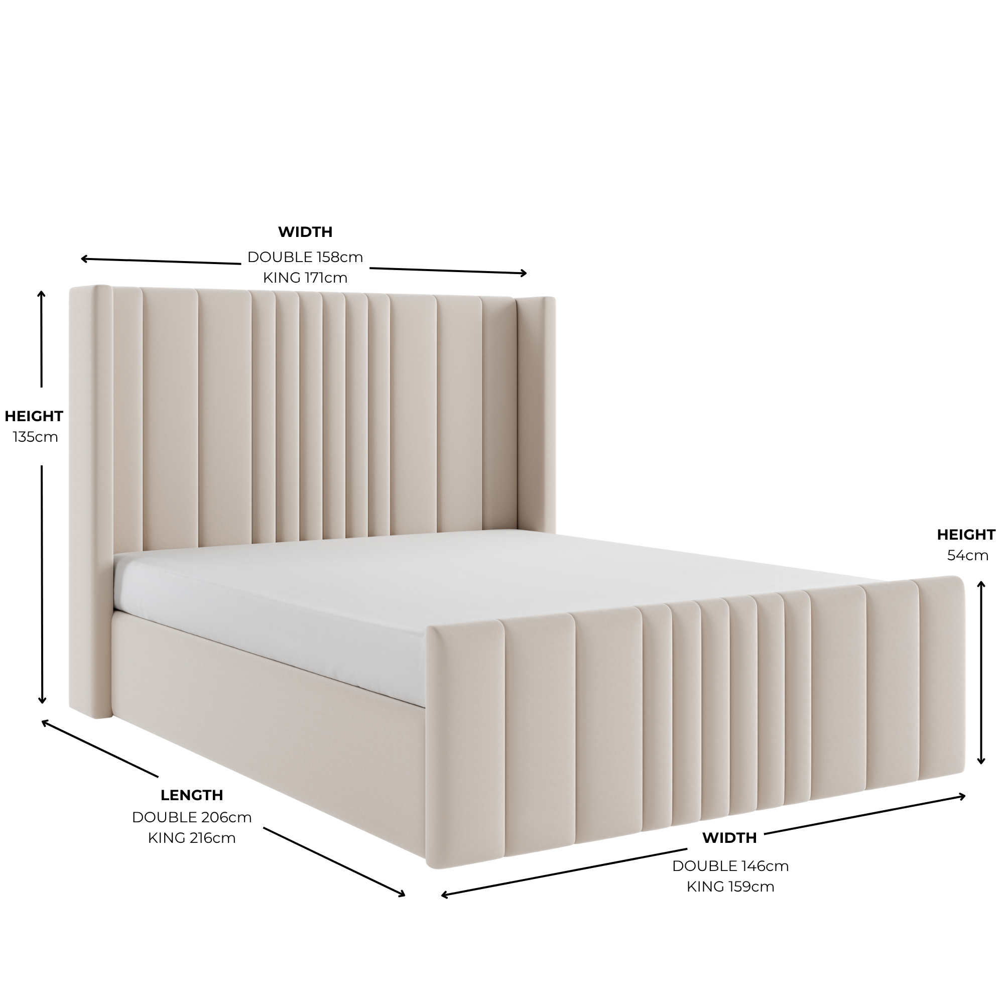 Mika Cream Velvet Ottoman Storage Bed