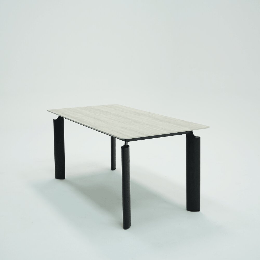 Matteo Black Wooden and Light Grey Ceramic Dining Table