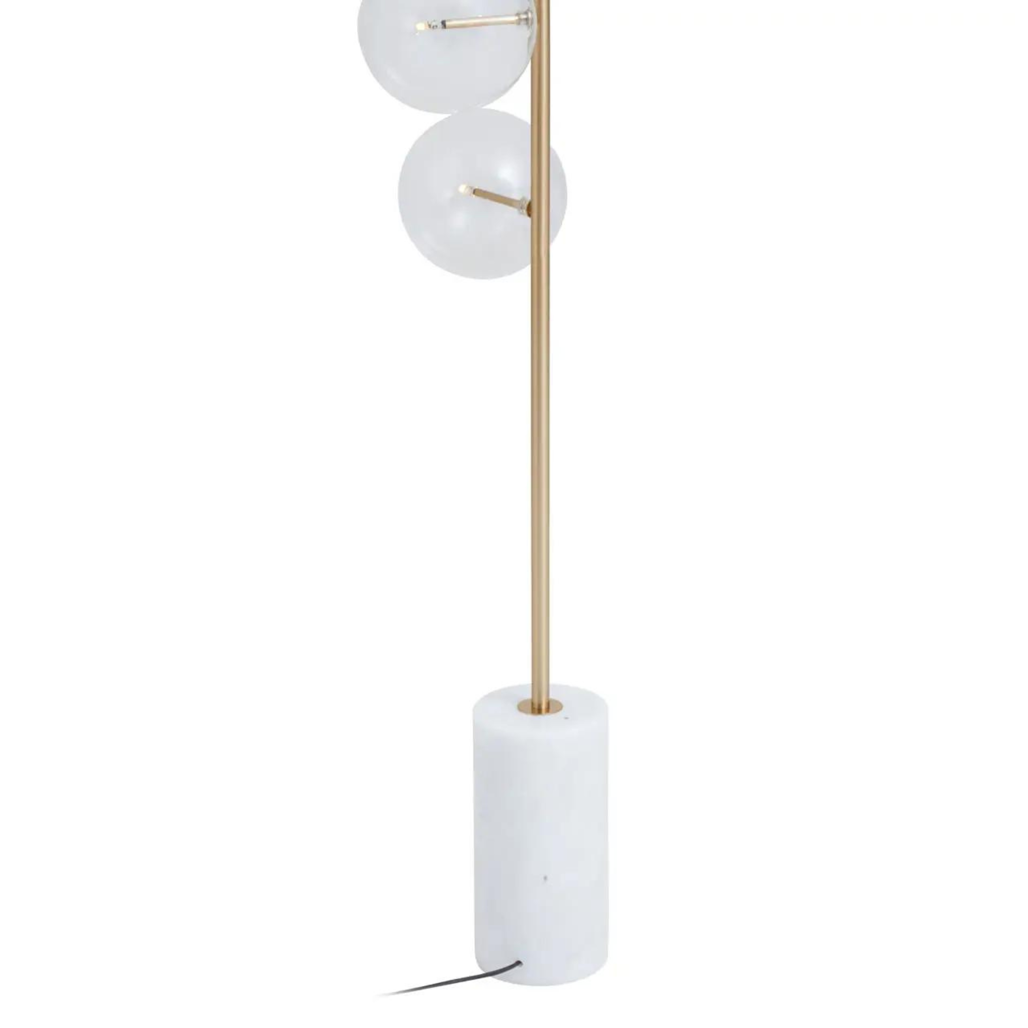 Marble Floor lamp with Brass Stem and clear Glass Shades
