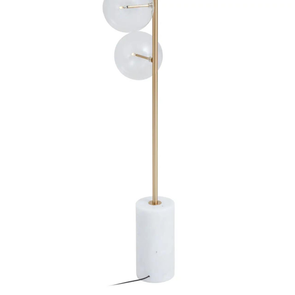 Marble Floor lamp with Brass Stem and clear Glass Shades