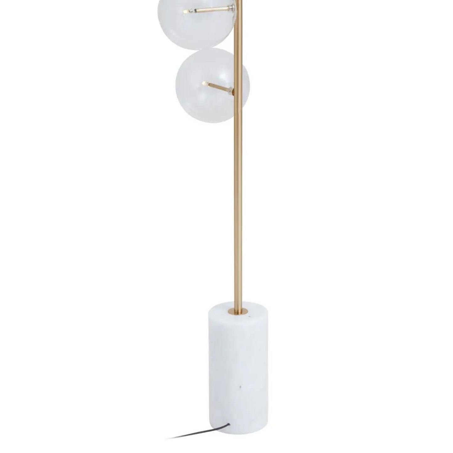 Marble Floor lamp with Brass Stem and clear Glass Shades