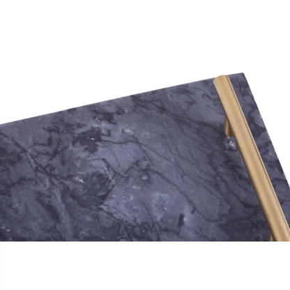 Grey Marble Tray with Gold Handles
