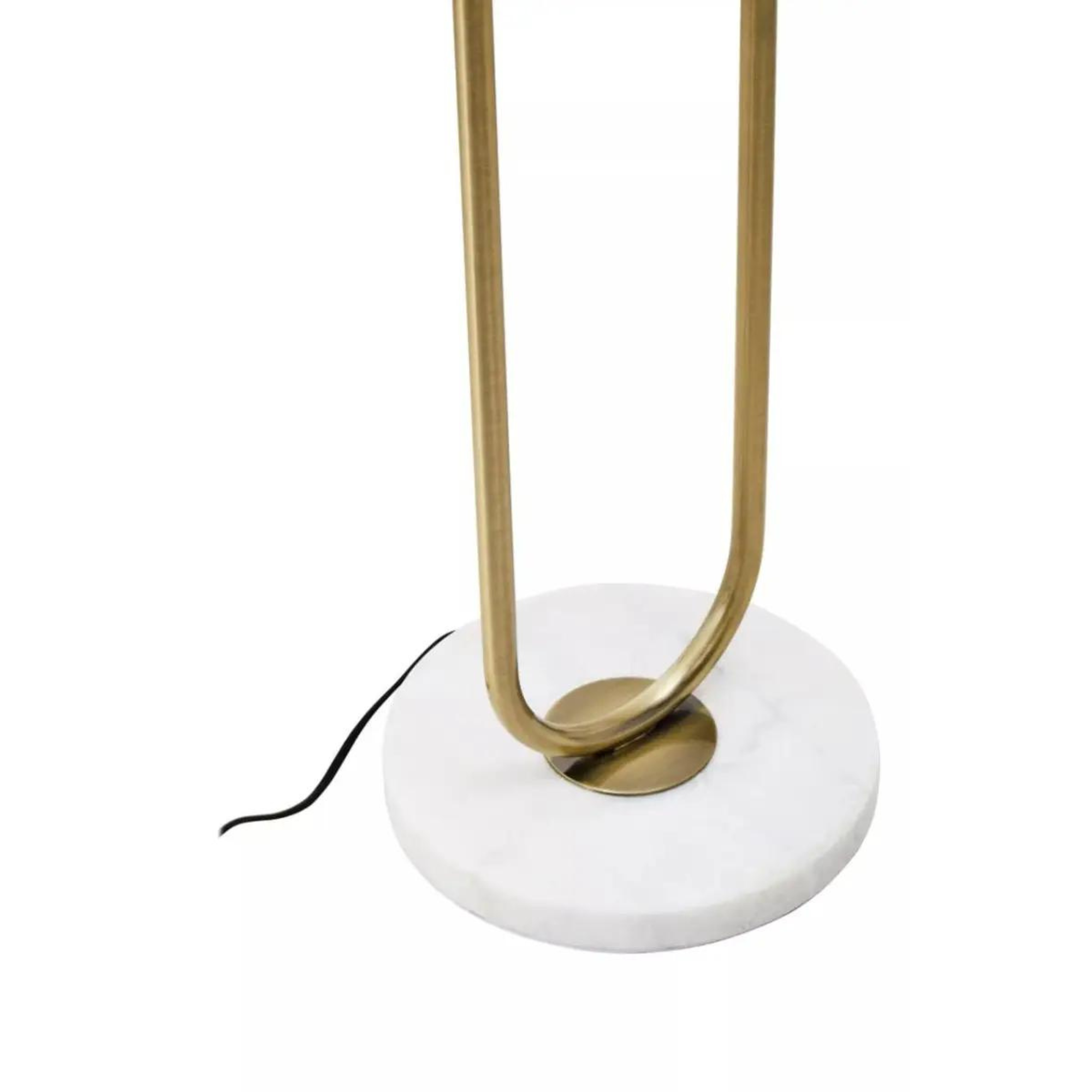 Gold Metal Loop Floor Lamp with White Circle Shade