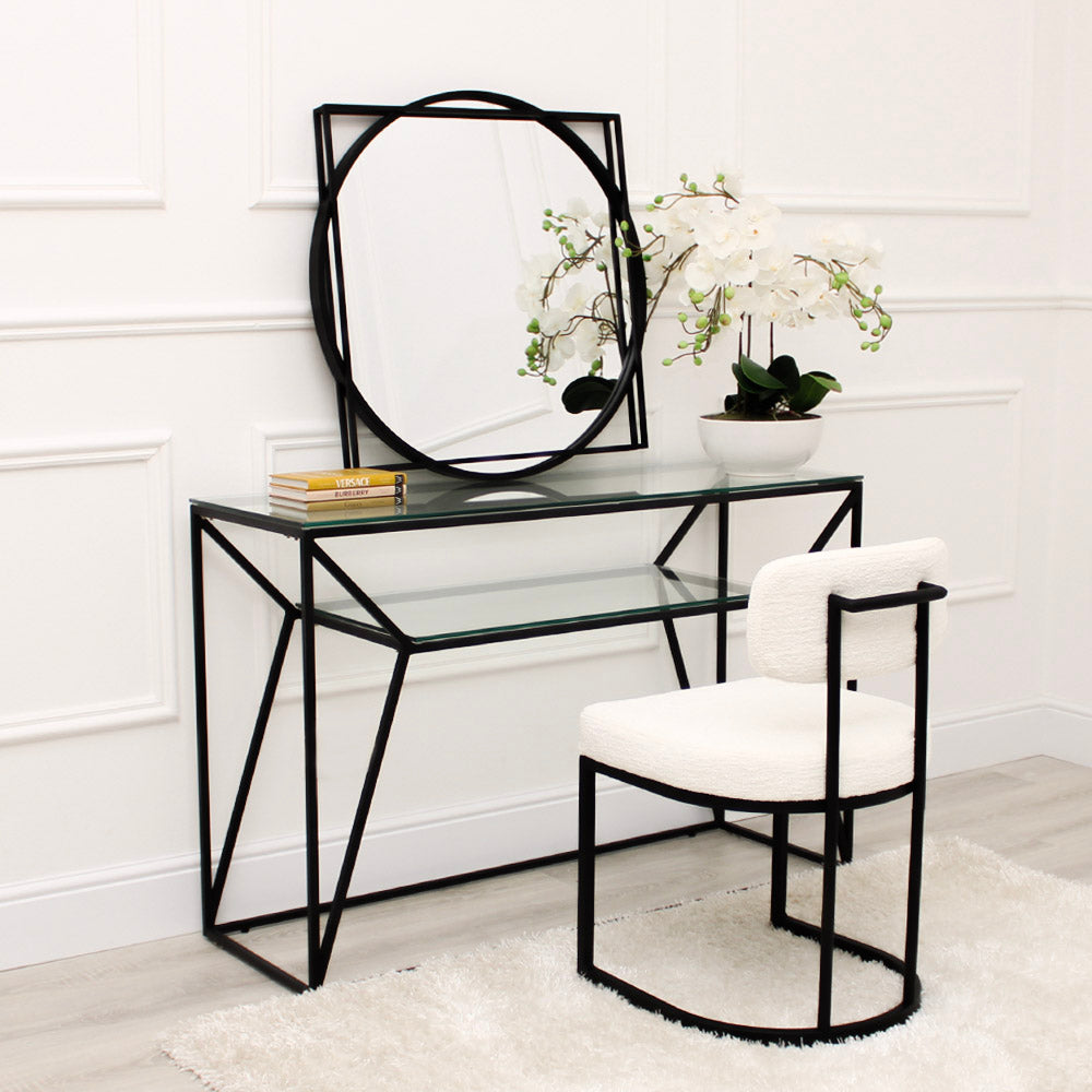 Rhea White Fabric Accent Chair With Black Frame