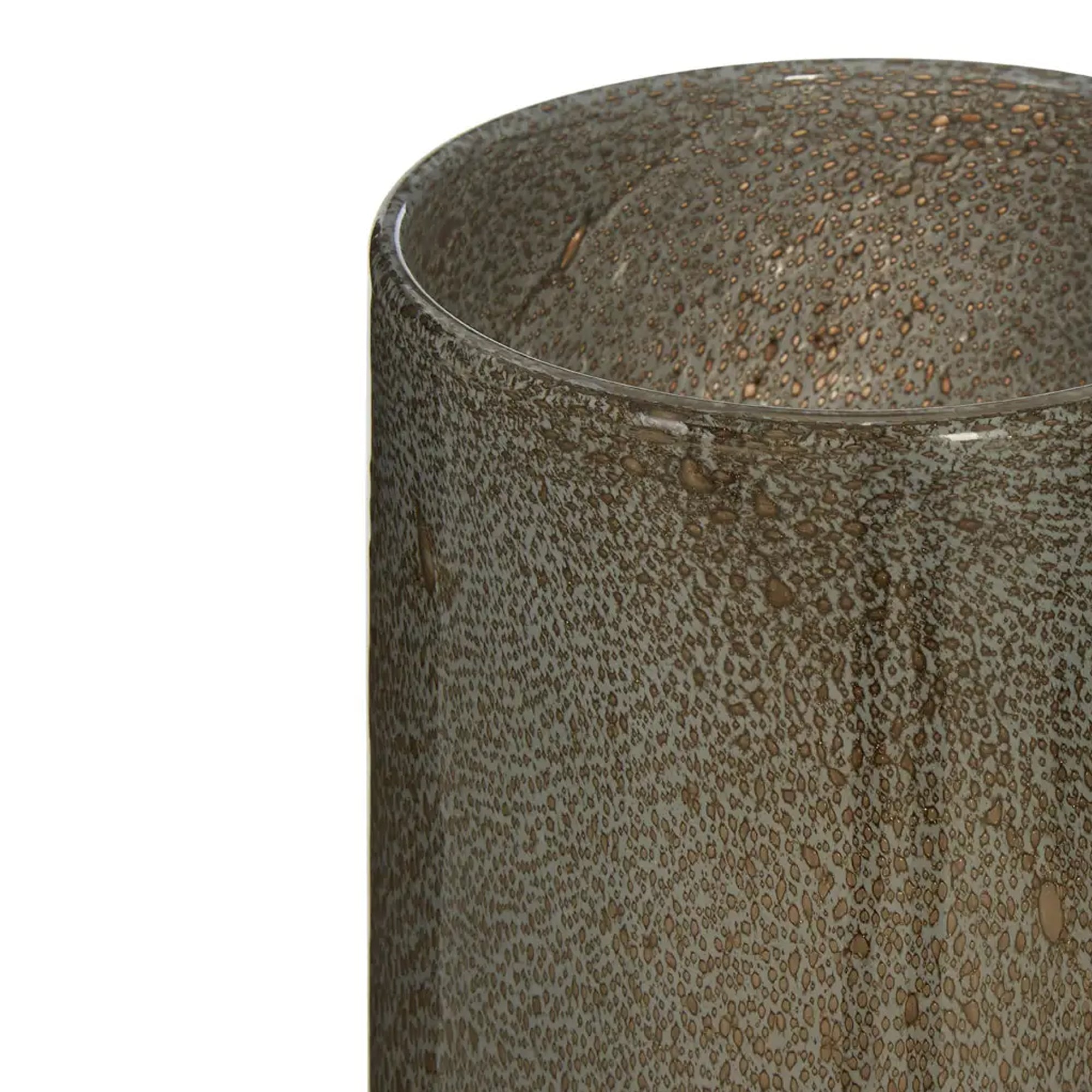 Large Grey glass vase with brass foot