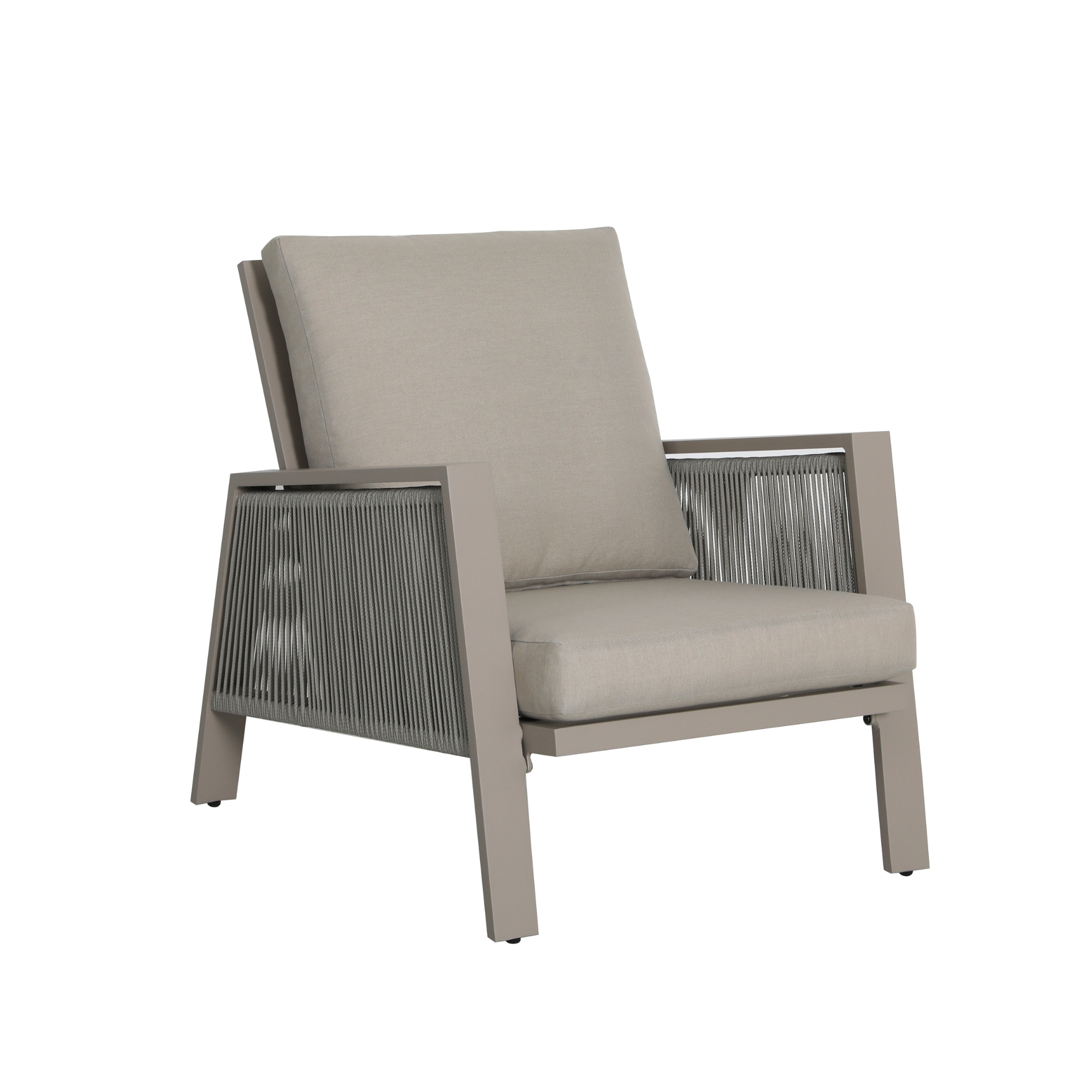 Sicily Beige Aluminium 5 Seater Sofa Set With Beige Cushions