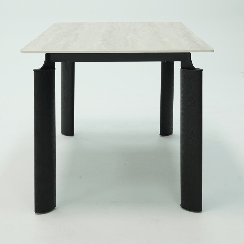Matteo Black Wooden and Light Grey Ceramic Dining Table