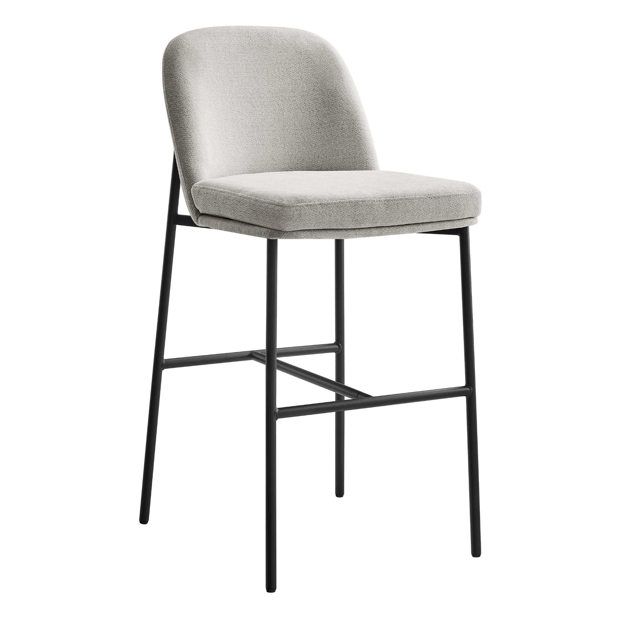 Nora Curved Light Grey Fabric and Black Frame Barstool