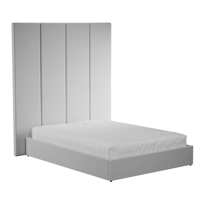 Light Grey Velvet Wall Panel Bed with Ottoman Storage