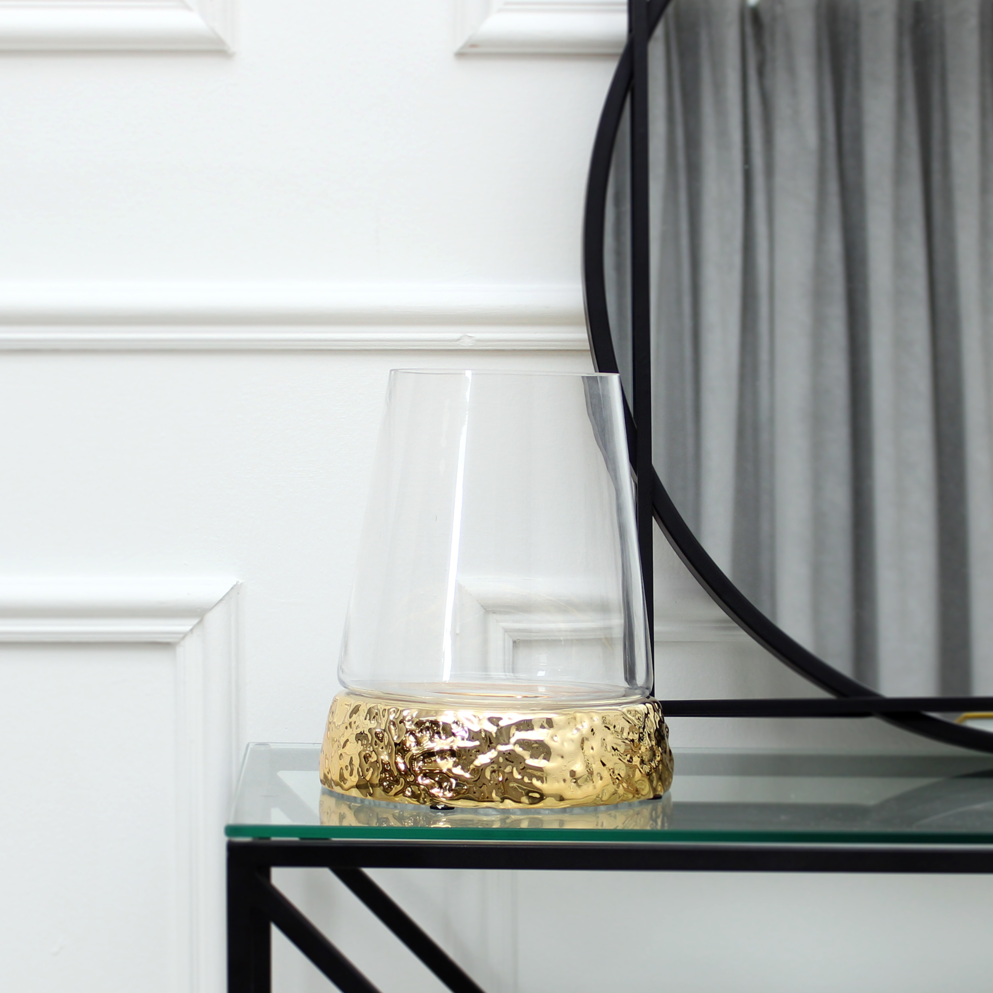 Large Gold Hurricane Candle Holder