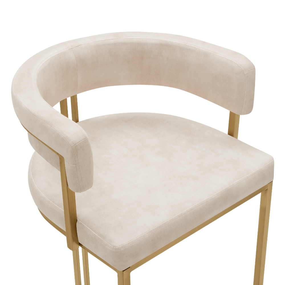 Mia Curved Cream Velvet and Brushed Gold Frame Counter Stool