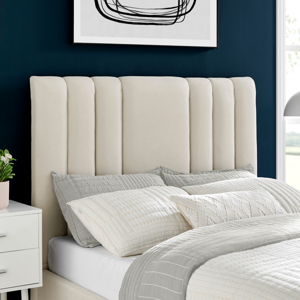 Luna Cream Velvet Bed Ottoman Storage Double 4FT 6