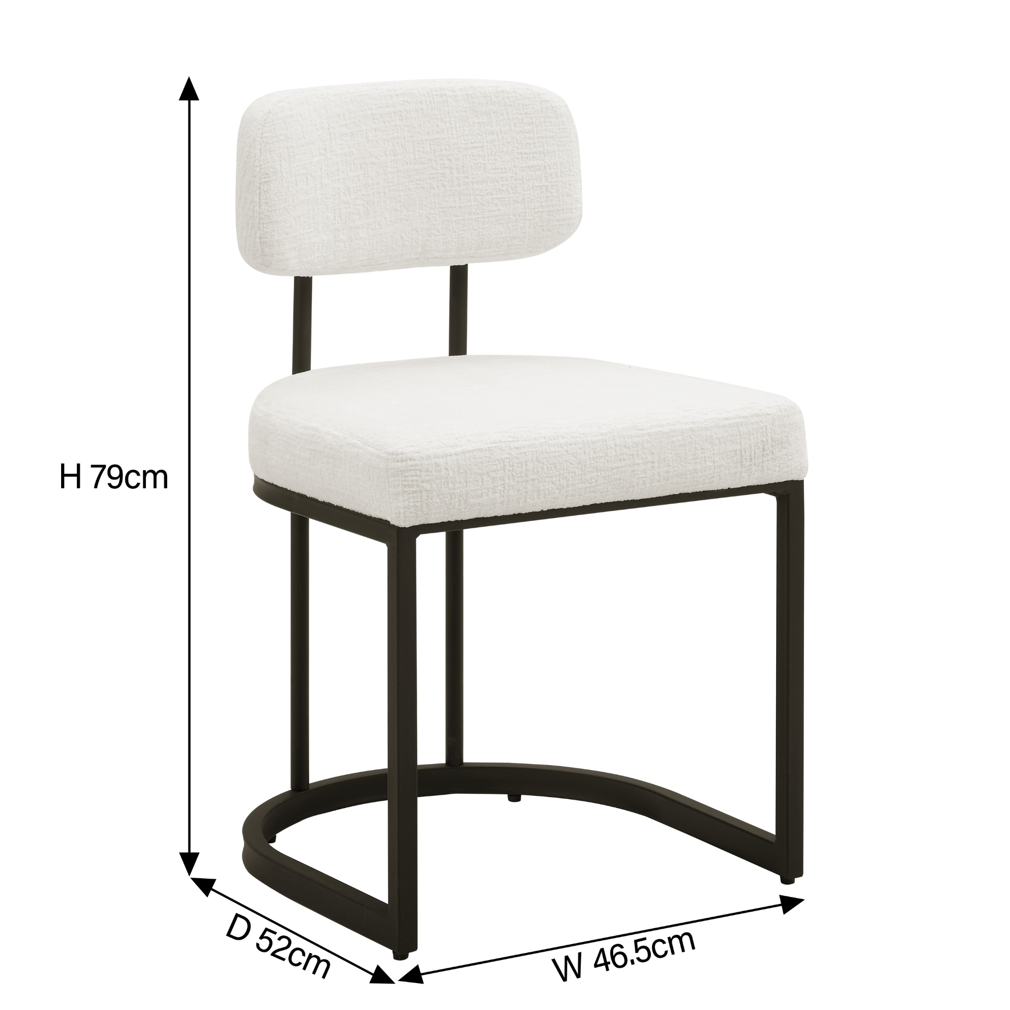 Rhea White Fabric Dining Chair With Black Frame