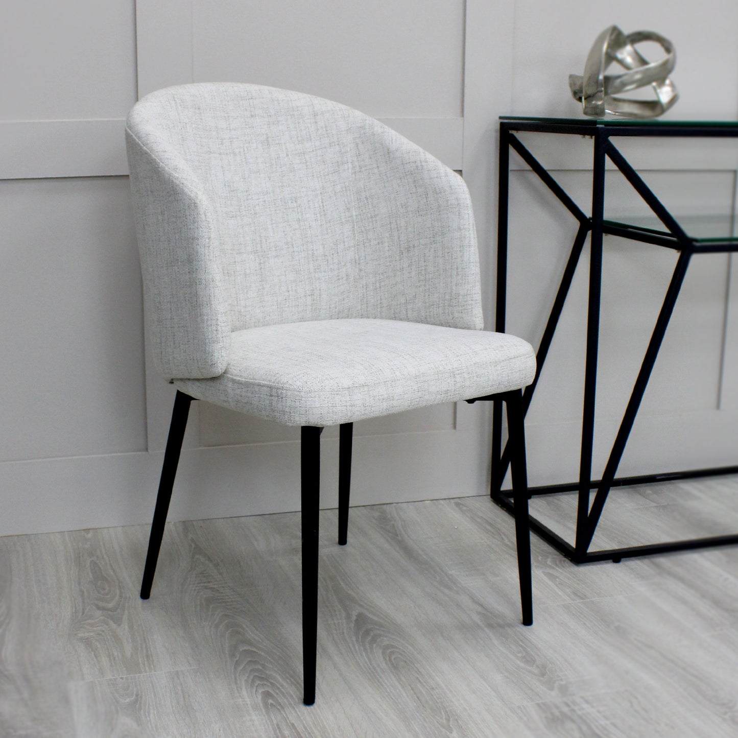 Cream Linen Black Leg Dining Chair