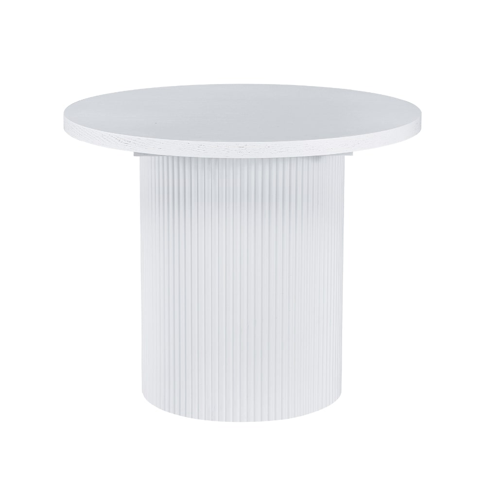 Luca White Wood Coffee Tables With Ribbed Base Set of 2