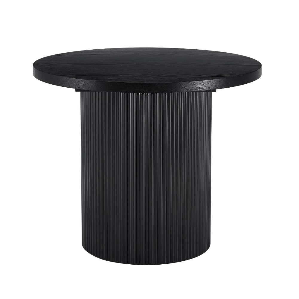 Luca Black Wood Coffee Tables With Ribbed Base Set of 2