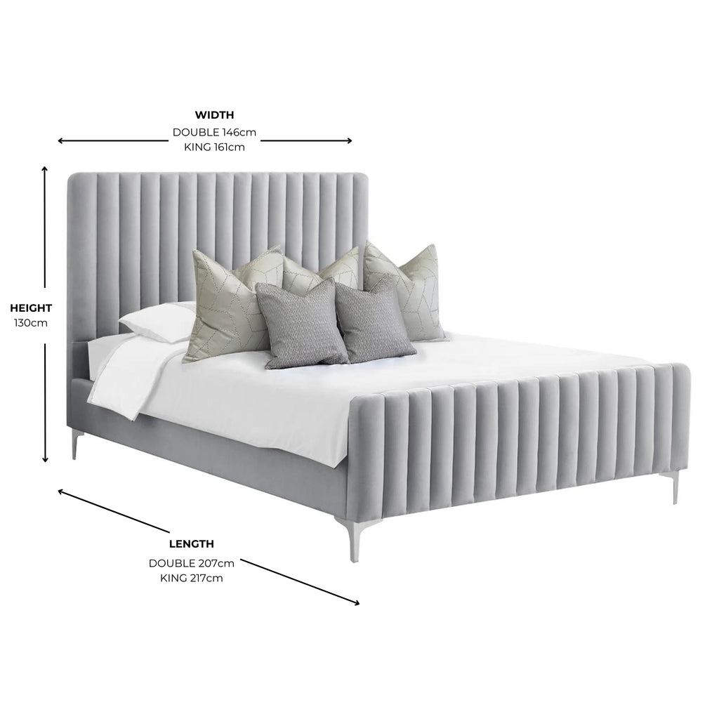Amelia Grey Chunky Ribbed Headboard Bed