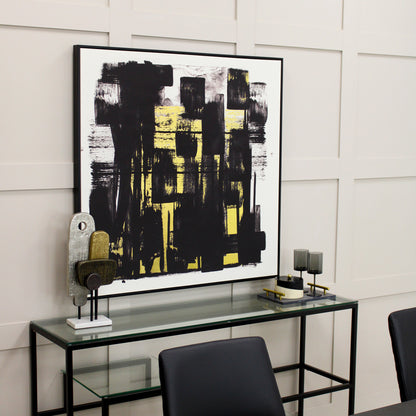 Tempest Black And Gold Abstract Framed Wall Art