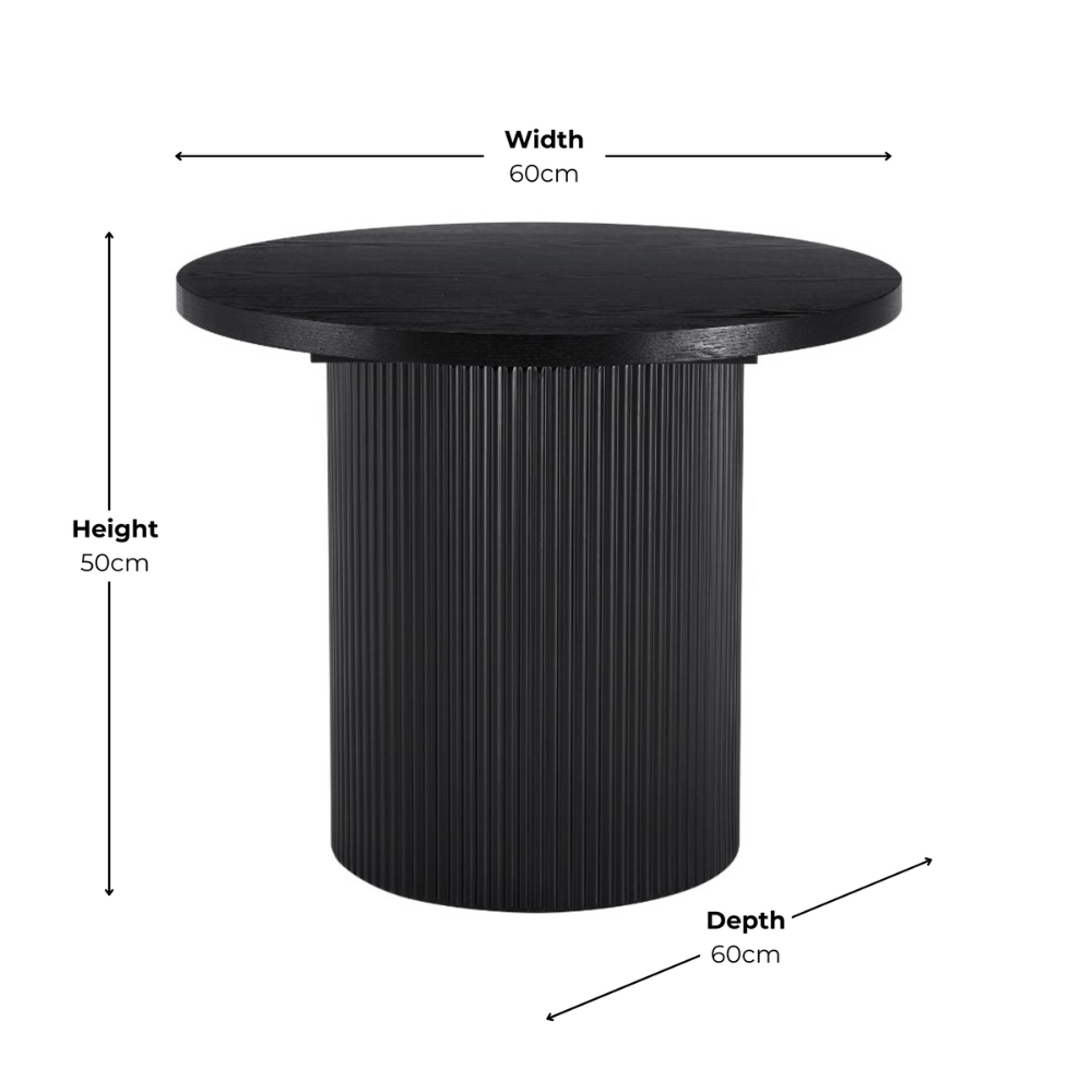 Luca Black Wood Coffee Tables With Ribbed Base Set of 2