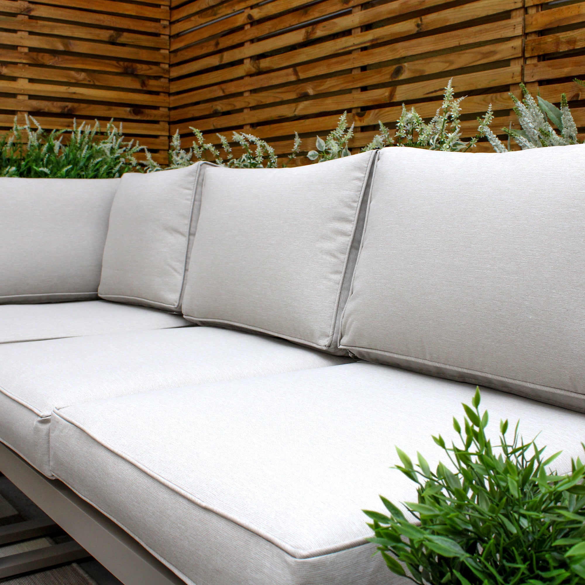 Milan Beige Aluminium 5 Seater Modular Corner Sofa Lounge Set