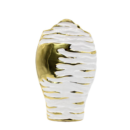 Small White and Gold Textural Vase