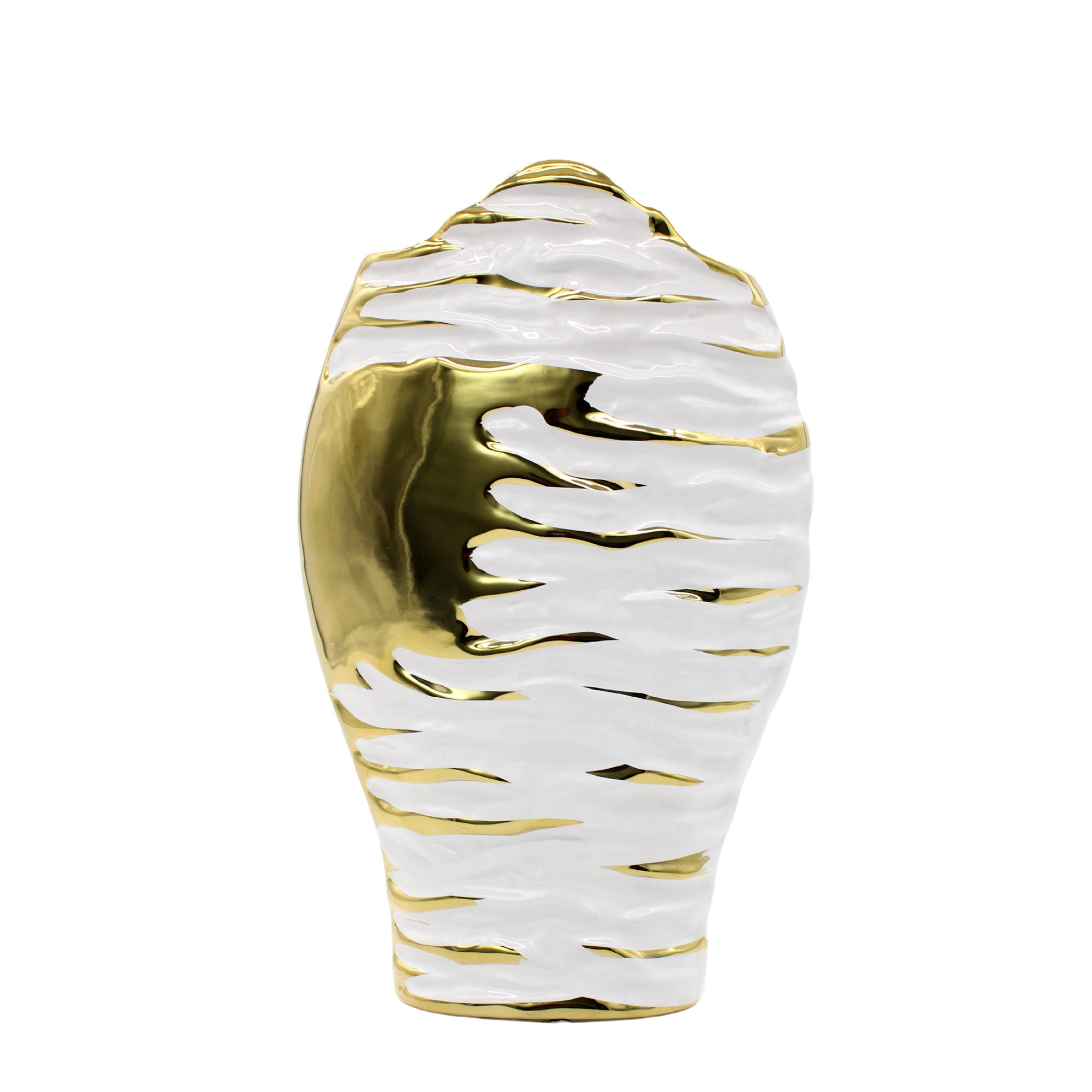 Small White and Gold Textured Vase
