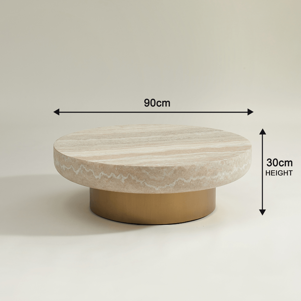 Ares Round Coffee Table Travertine Effect