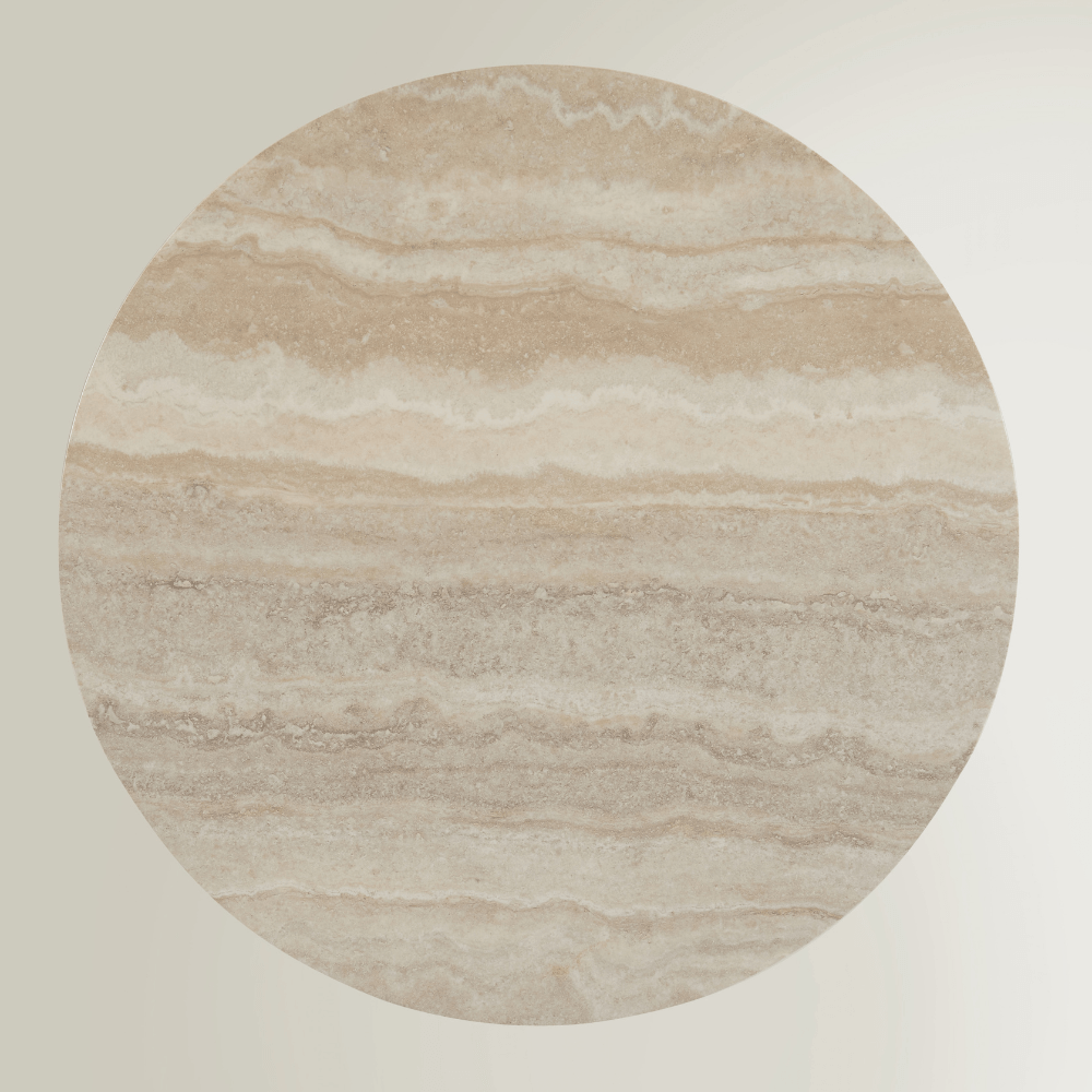 Ares Round Coffee Table Travertine Effect