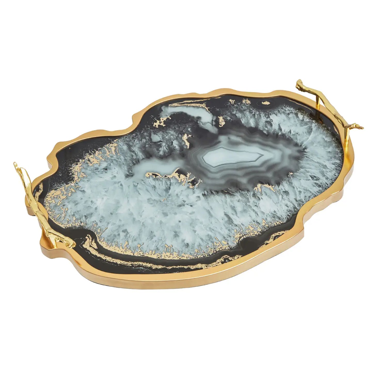 Black, Blue And Gold Agate Tray
