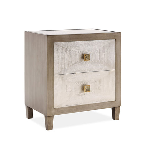 Alexa Champagne Side Table With Mirrored Top