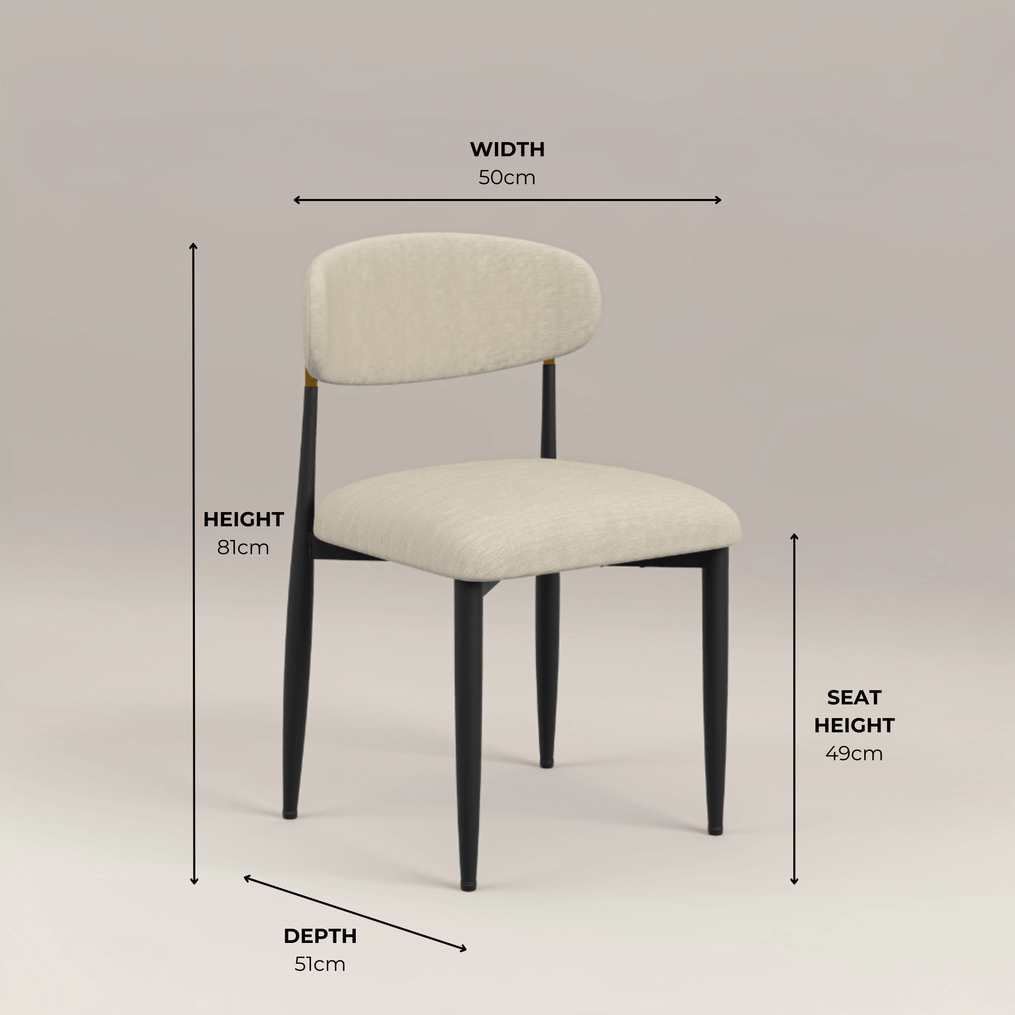 Azure Cream Chenille With Gold Dining Chair