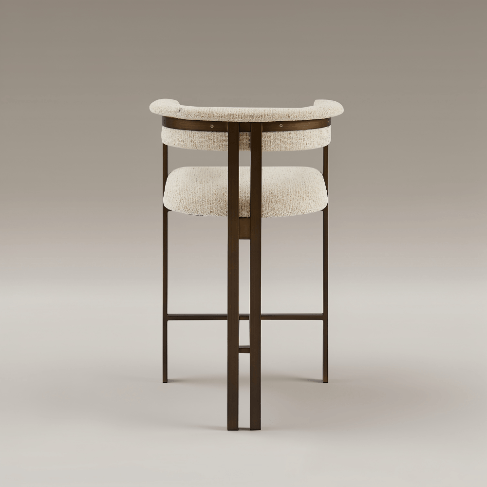 Stella Curved Cream Brushed Bronze Barstool