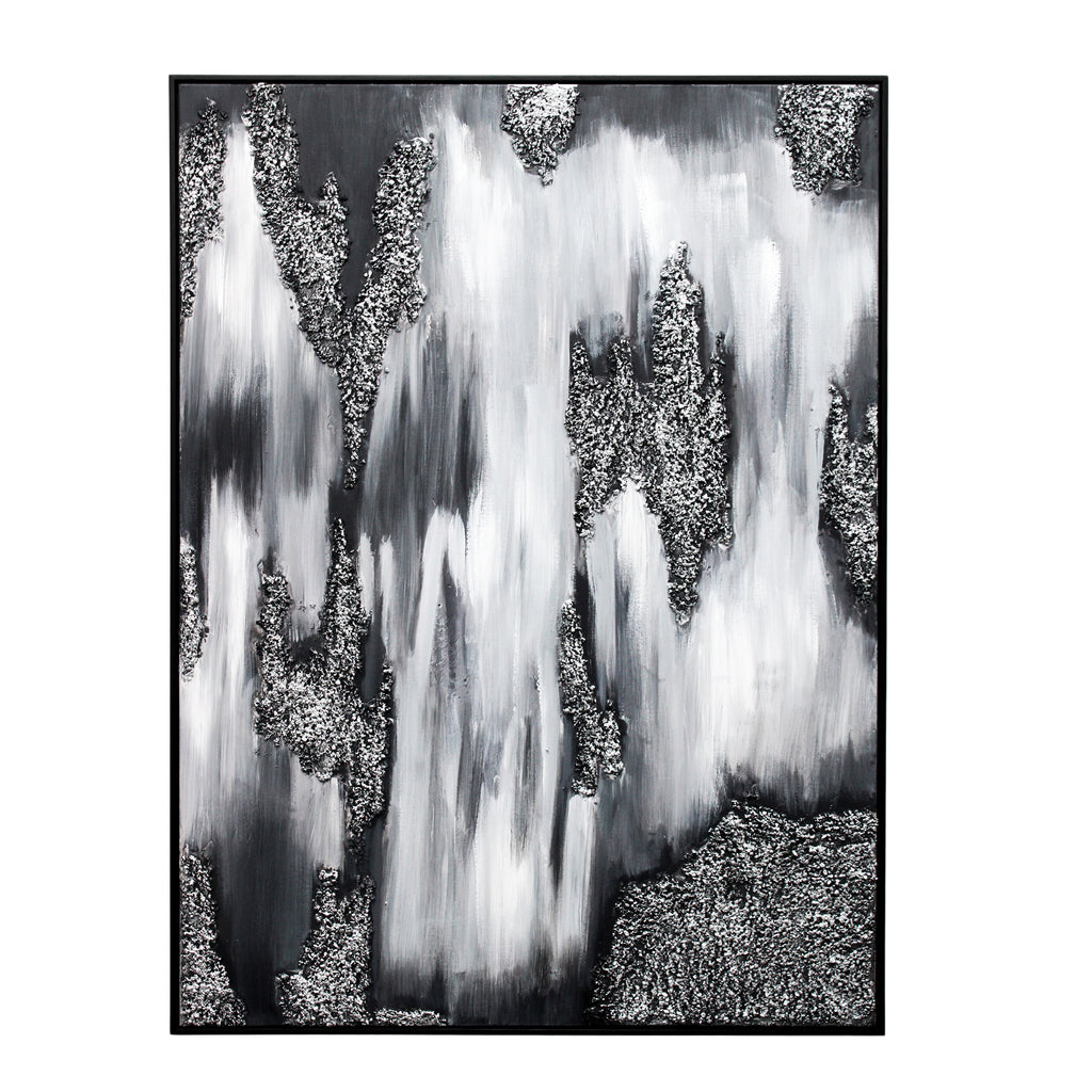 Abstract Monochrome Canvas with Blended Detail and Black Frame