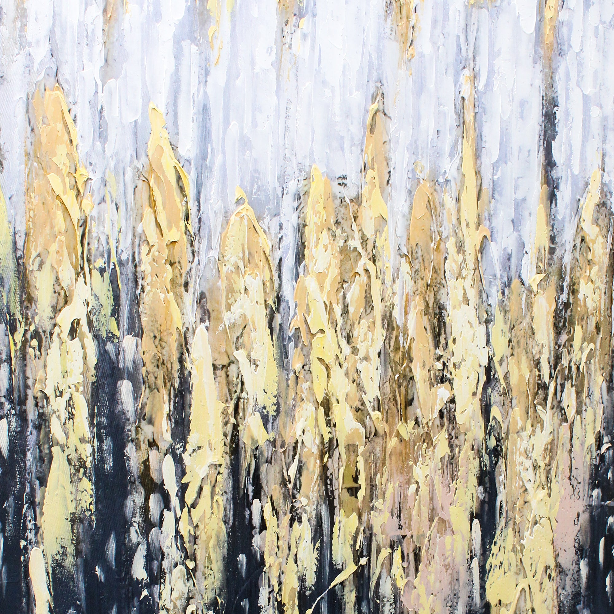 Large Abstract Canvas with Bold Gold Accents with Black Frame