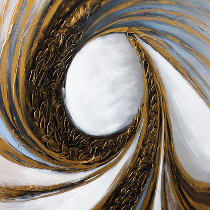 Blue White and Gold Swirl Textured Canvas