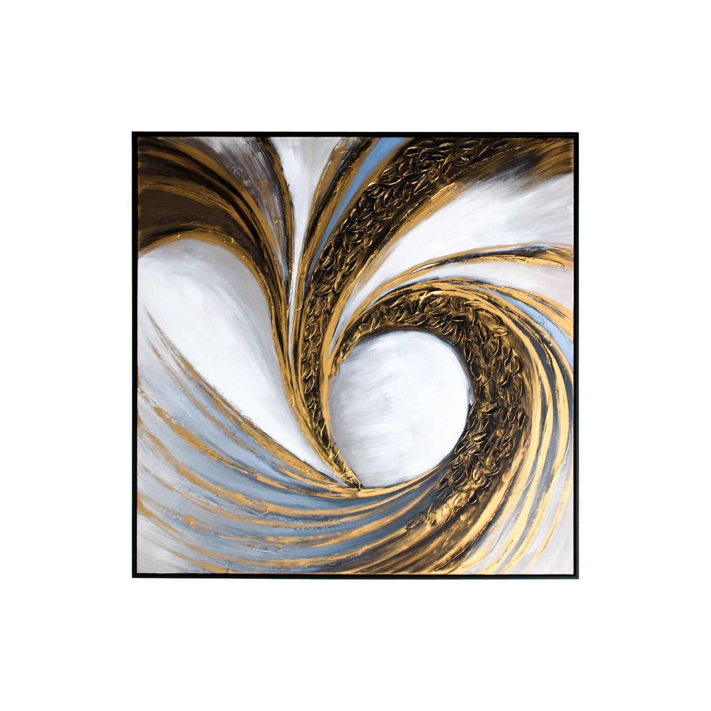 Blue White and Gold Swirl Textured Canvas