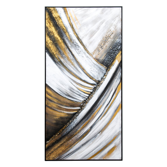 Abstract Canvas with Black Gold and White Tones